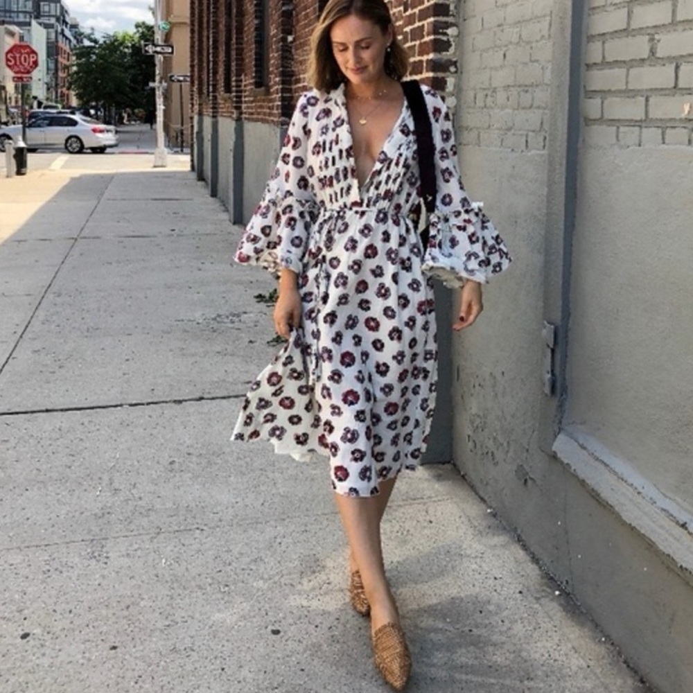 NWOT Madewell x Karen Walker Floral Fantasia Ruffled Cotton Midi Dress Women’s 6 - Picture 8 of 16